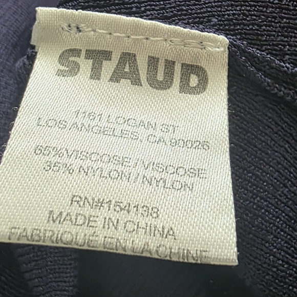 NEW Staud Sunshine  Dress Size XL Blue Green Trim Knit Woven Mini Dress - Picture 13 of 15